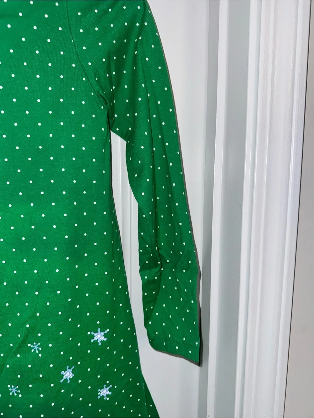 Girls' Green Holiday Castle Appliqué Long-Sleeve Dress